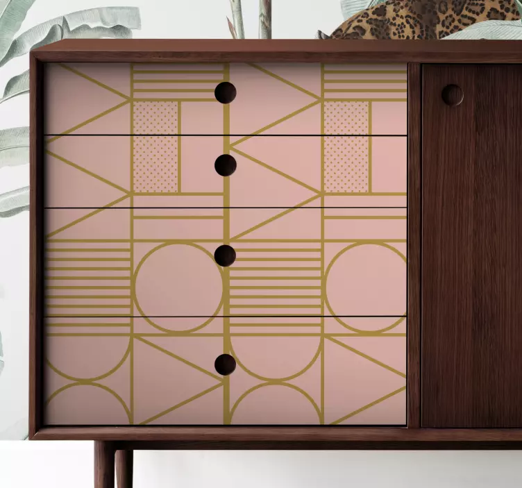 Gold and pink colors block furniture sticker - TenStickers