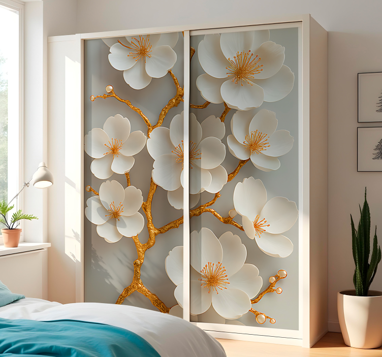 Golden cherry blossoms furniture sticker - TenStickers