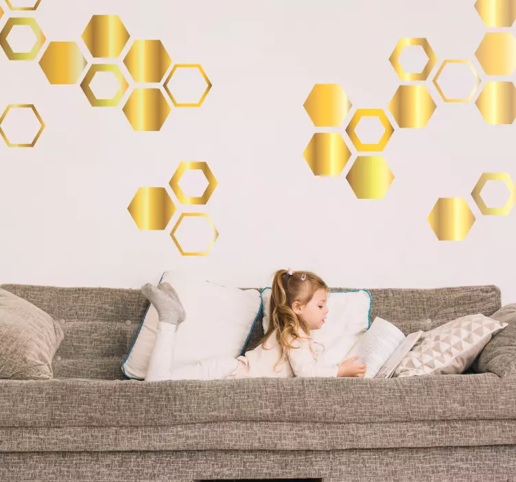 Golden Honeycomb Wall Sticker - TenStickers