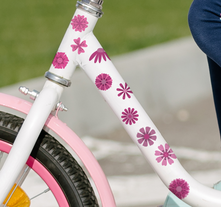 Graceful pink flowers bike sticker - TenStickers