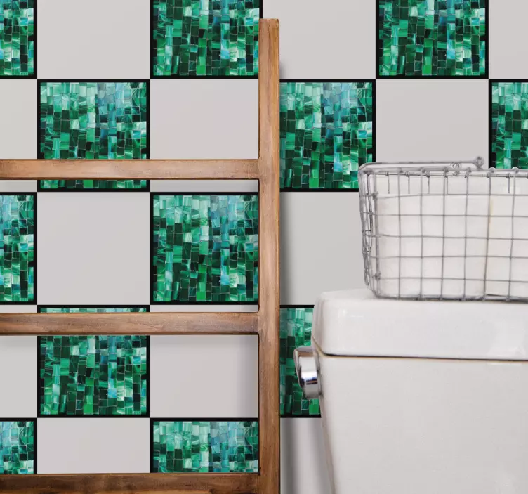 Gradient green mosaic tile sticker - TenStickers