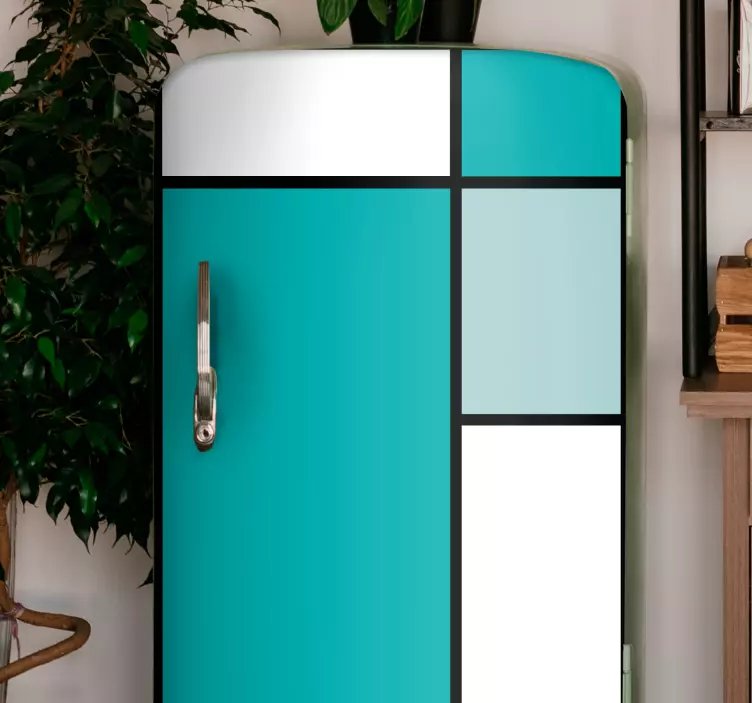 Green square color blocks fridge decal - TenStickers