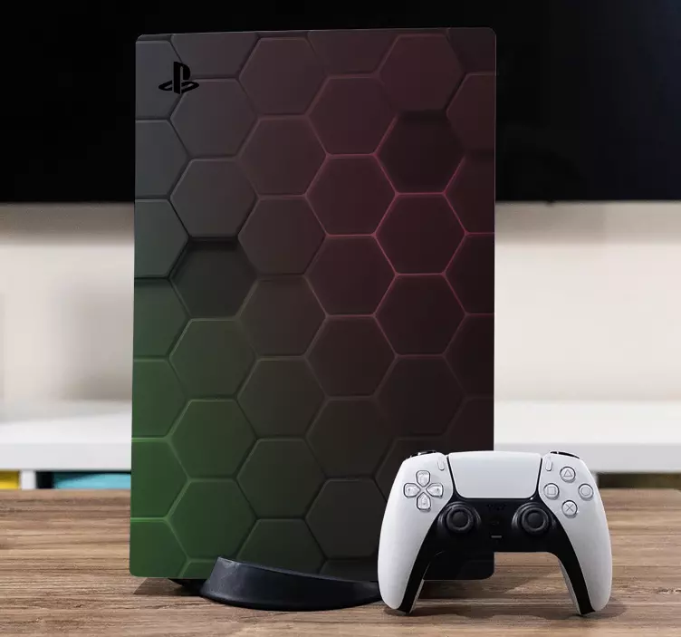 Grey hexagonal PS5 stickers - TenStickers