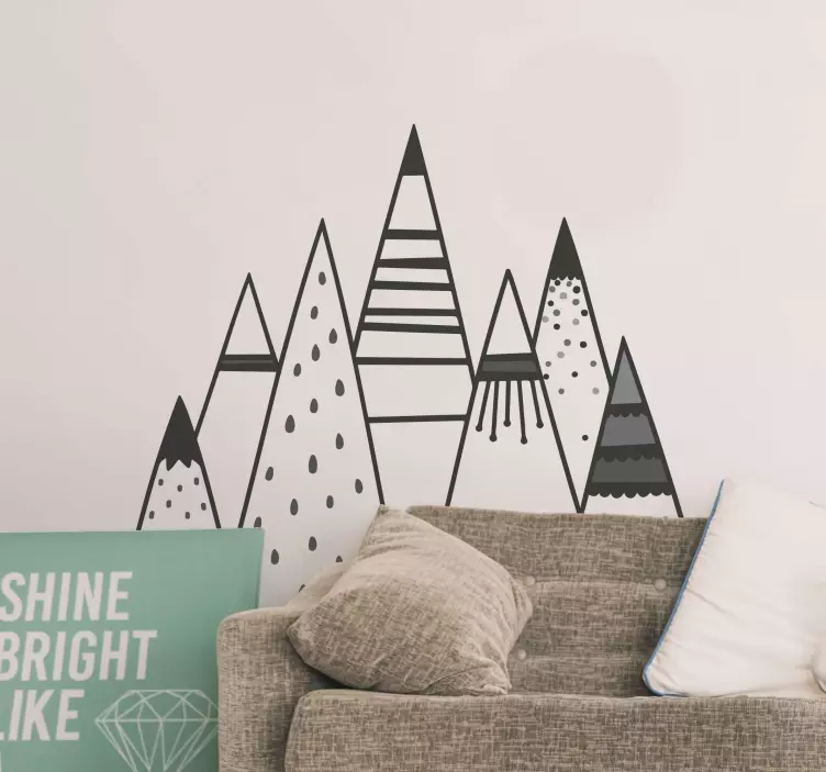 Grey Nordic Mountains wall sticker - TenStickers