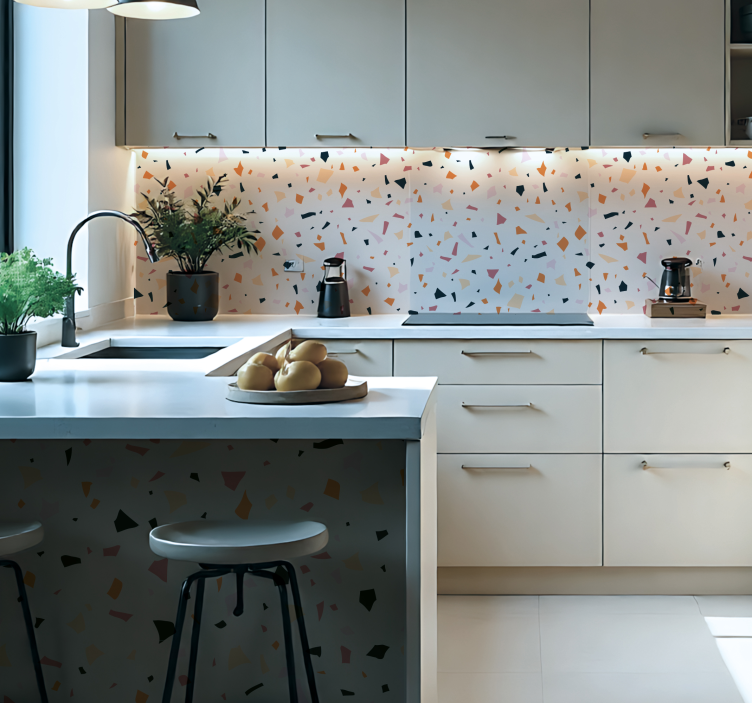 Grey terrazzo sheet kitchen wall sticker - TenStickers