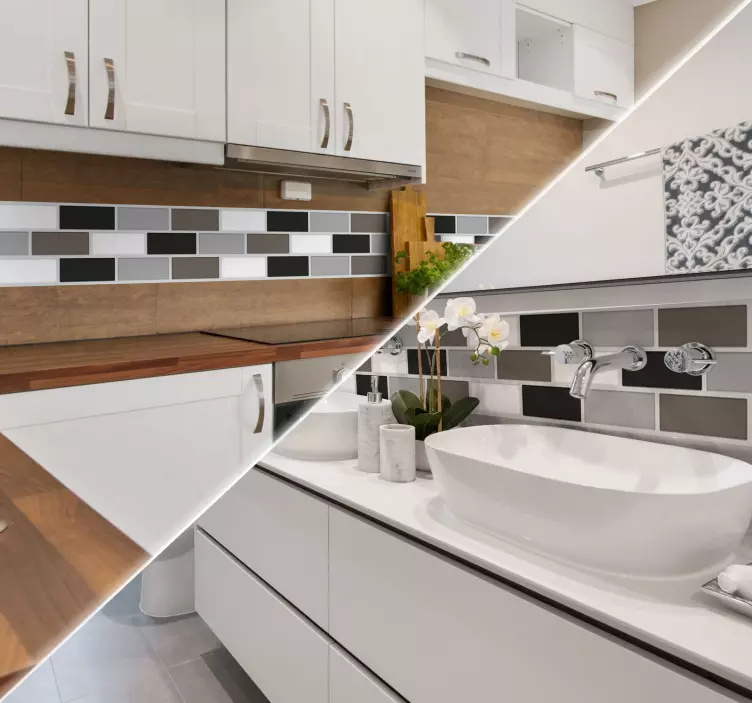 Grey Tones Tile Border Sticker - TenStickers