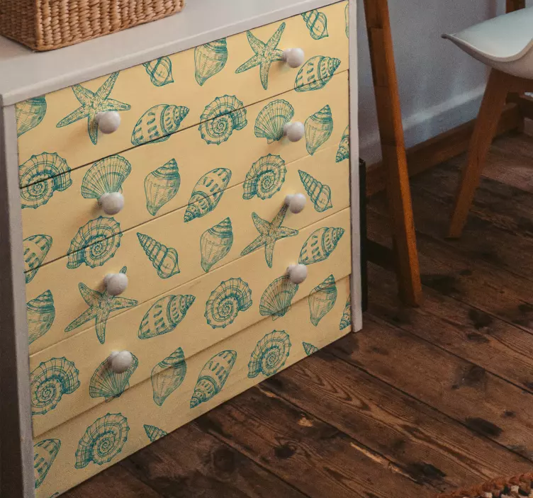 Drawn seashells and starfish furniture decal - TenStickers