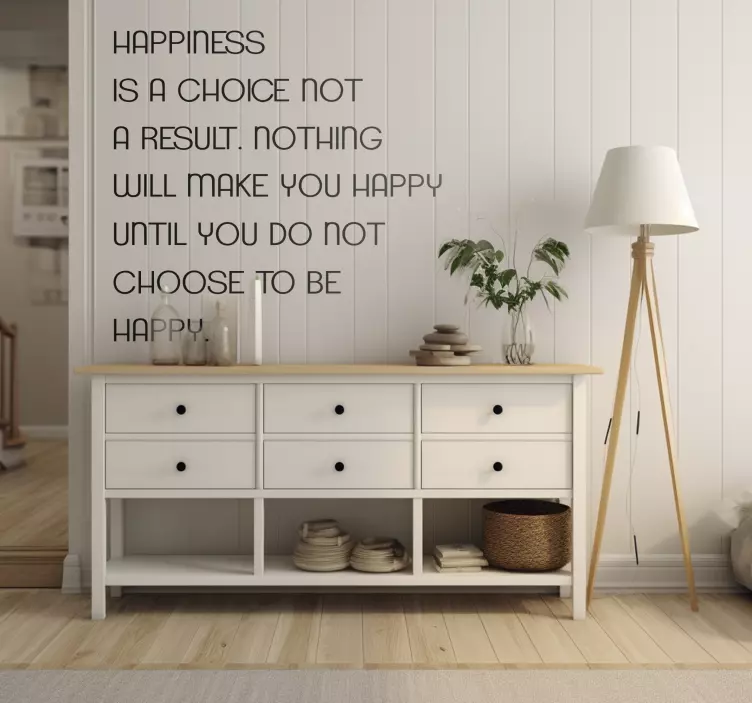 Happiness quote door entrance sticker - TenStickers