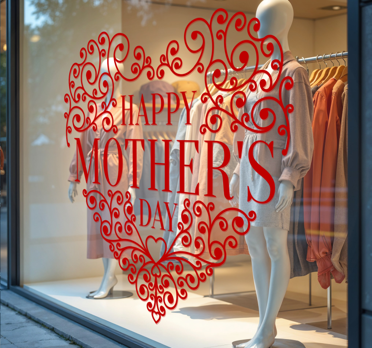 Happy Mother's Day Heart shop window sticker - TenStickers