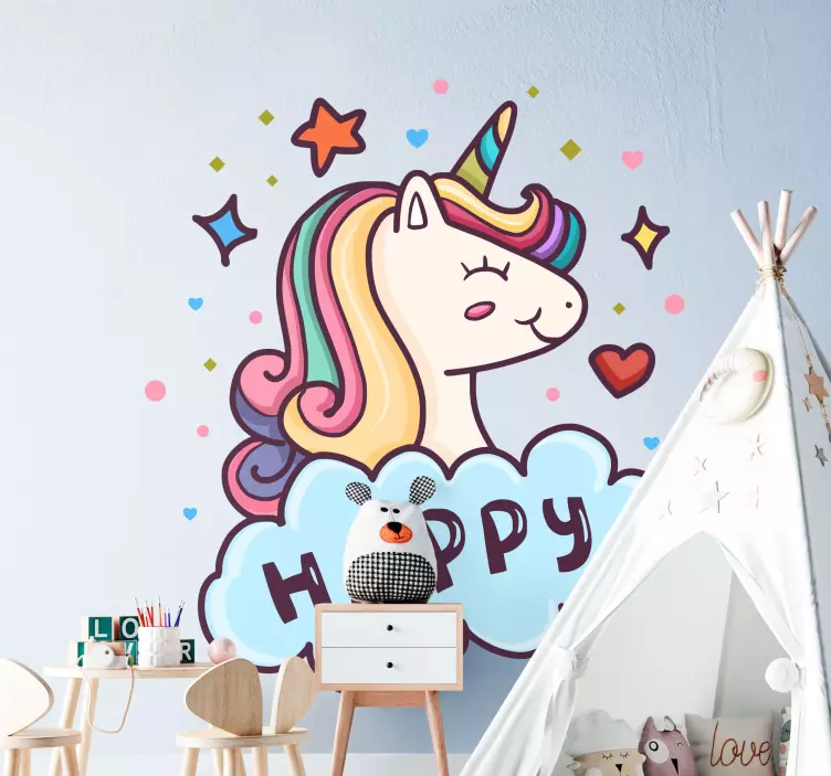 Head of a unicorn in the cloud Movie sticker - TenStickers
