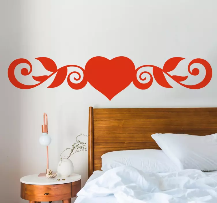 Heart Swirl Pattern headboard wall sticker - TenStickers