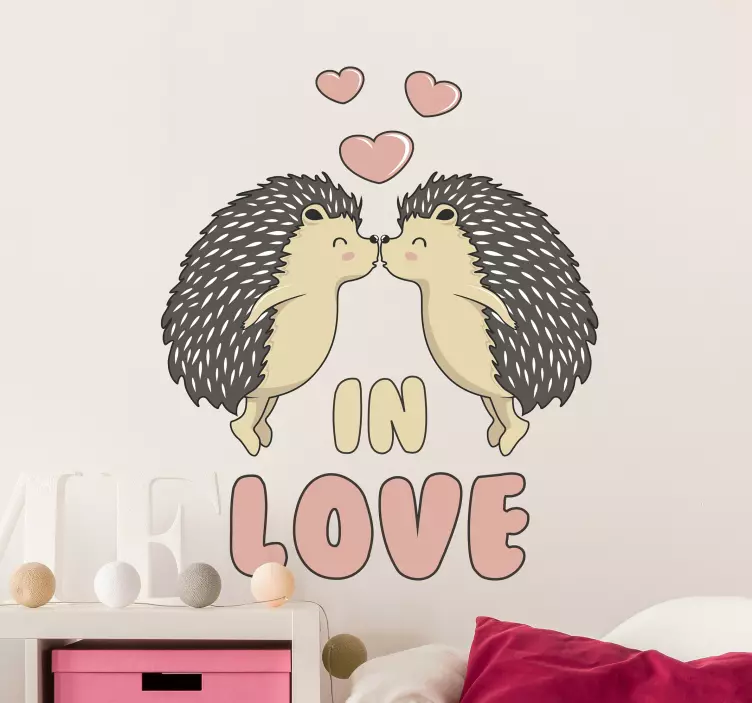 Hedgehogs Kissing Love pet sticker - TenStickers