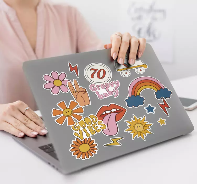 Hippie vibes Laptop decal - TenStickers