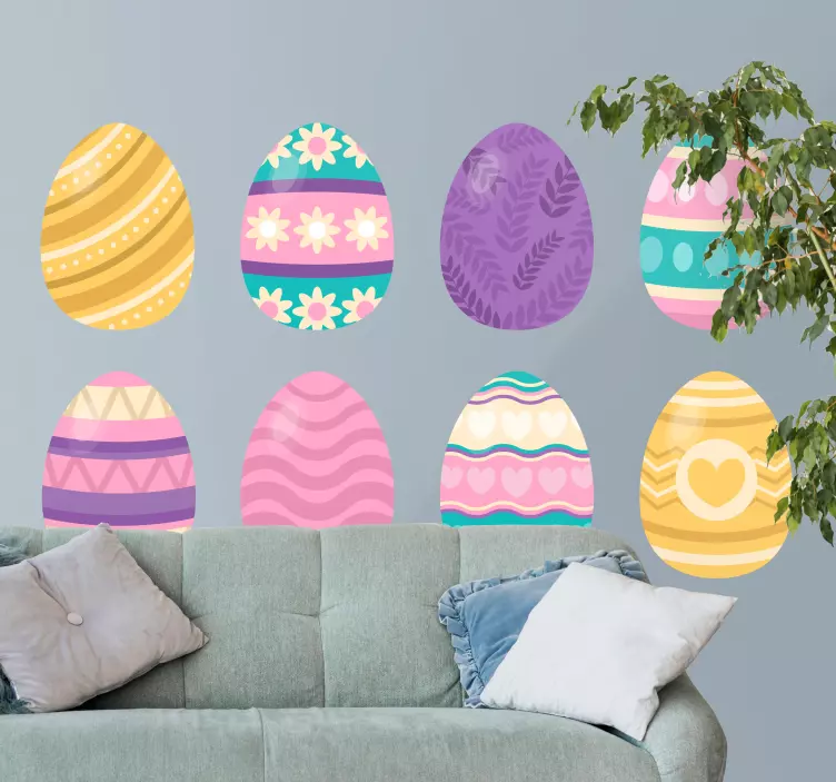 Holiday sticker colorful easter eggs - TenStickers