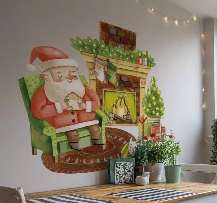 Holiday sticker cozy festive scene - TenStickers