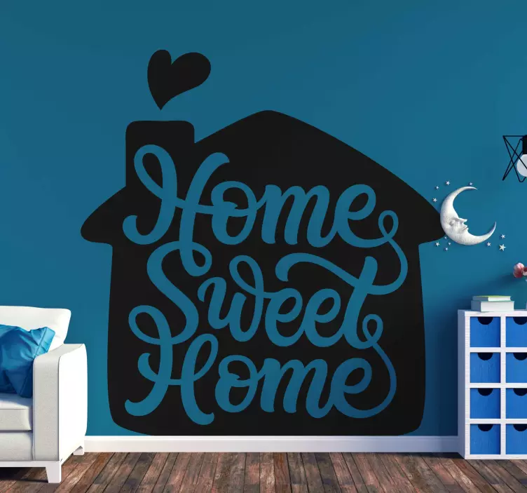 Home sweet home house roof home text sticker - TenStickers