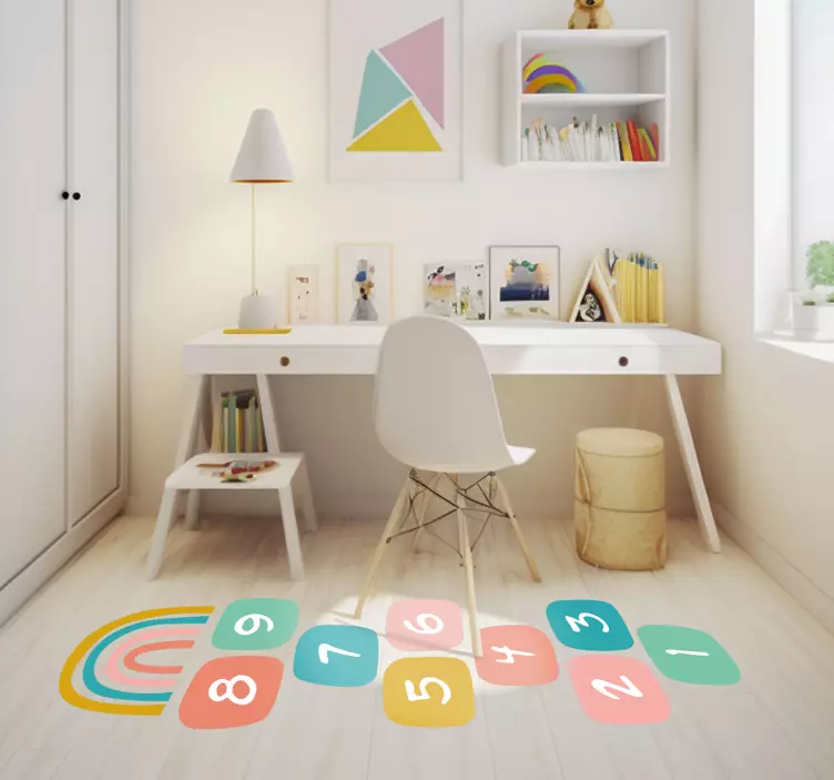 Hopscotch with rainbow floor sticker - TenStickers