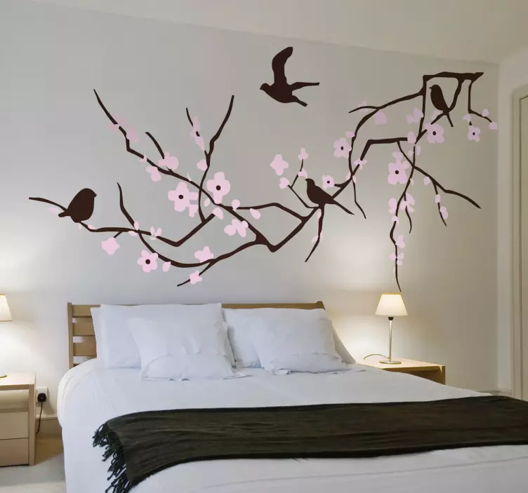 Horizontal Branch and Birds Wall Sticker - TenStickers