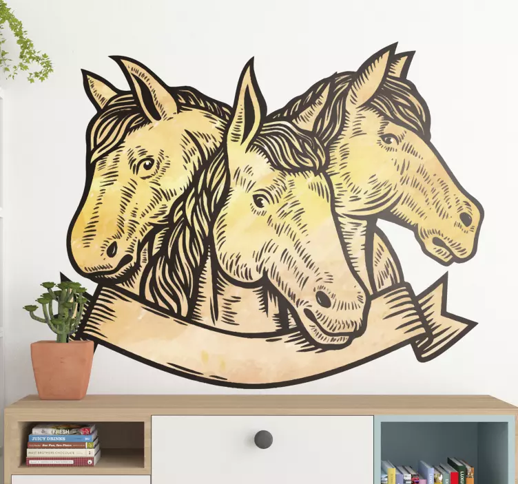 Horse Trio Portrait farm animal sticker - TenStickers