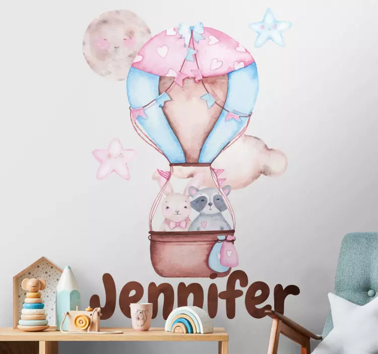 Custom hot air balloon kid's sticker - TenStickers