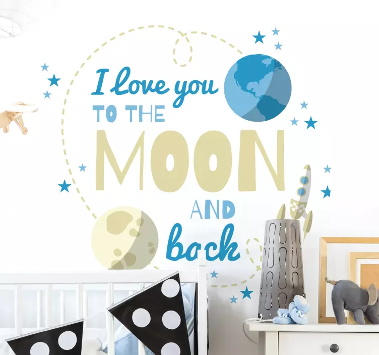 I LOVE YOU TO MOON kid's sticker - TenStickers