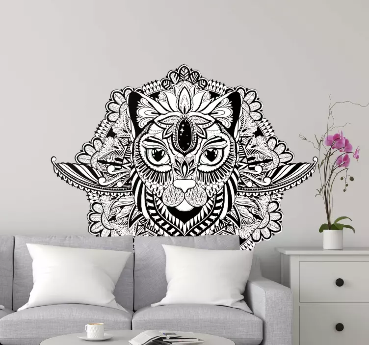 Intricate Cat Illustration cat sticker - TenStickers