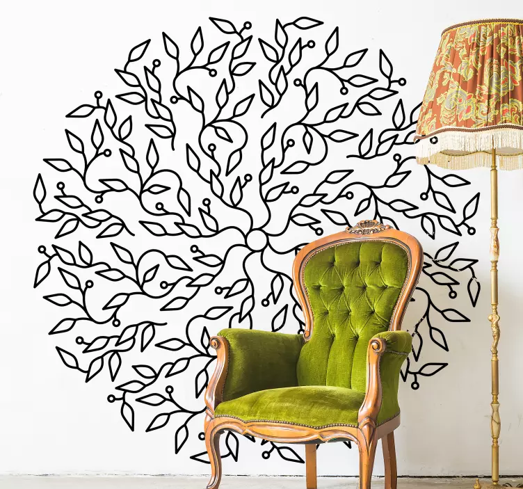 Intricate Leaf Pattern living room wall sticker - TenStickers