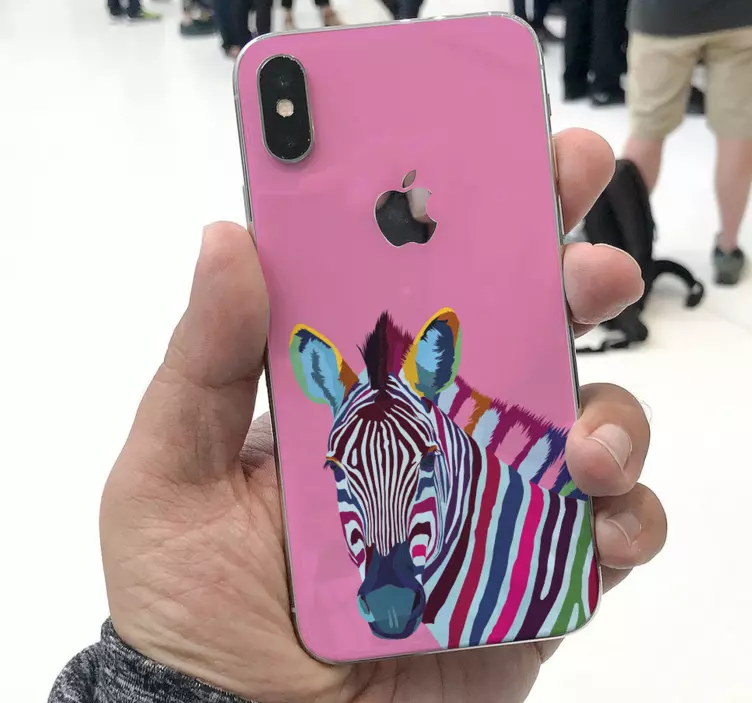 Iphone sticker zebra colorful display - TenStickers