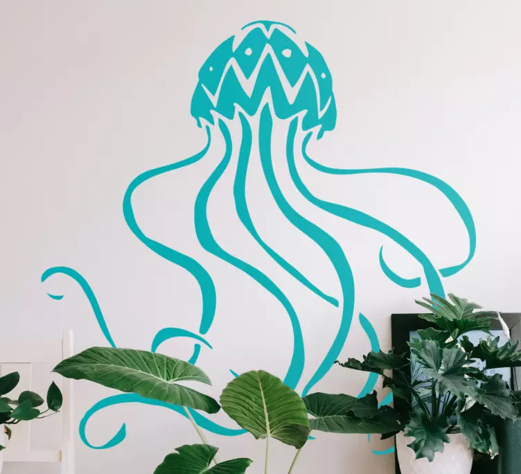 Jellyfish in blue  marine wall sticker - TenStickers