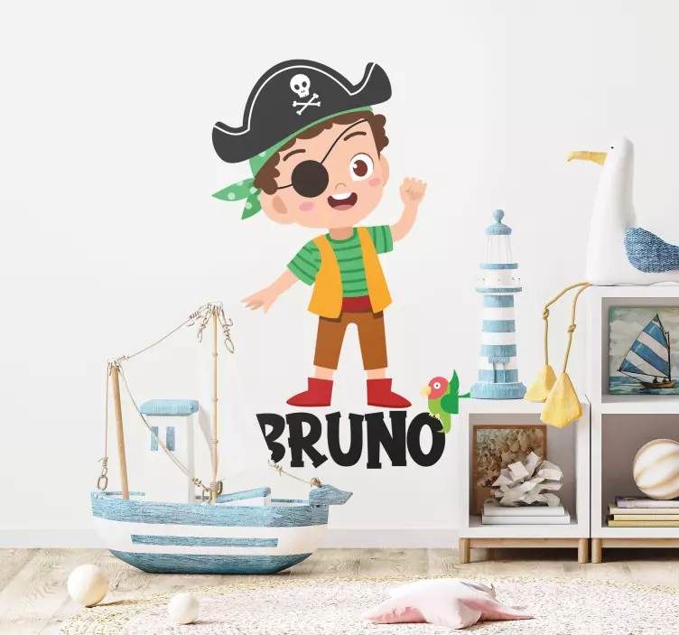 kid pirate wall stickers children's room - TenStickers