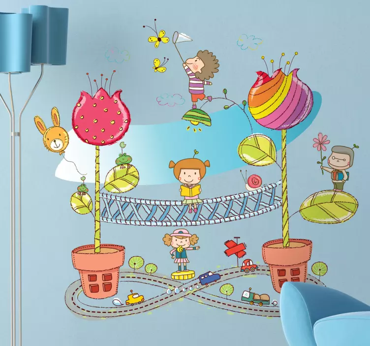 Kids Flower Pot City Wall Sticker - TenStickers