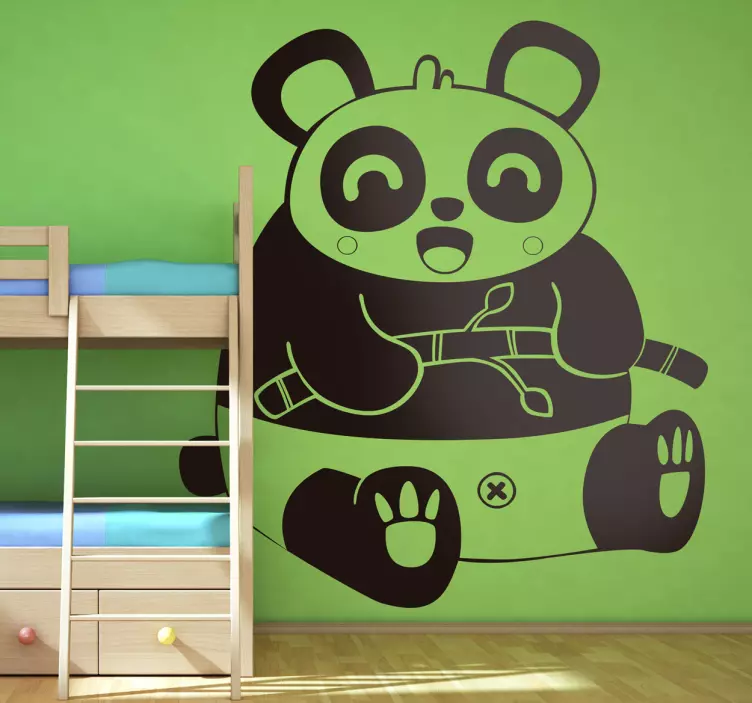 Kids Laughing Panda Wall Sticker - TenStickers