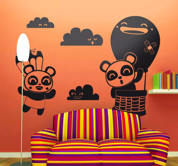 Kids Sky High Pandas Wall Sticker - TenStickers