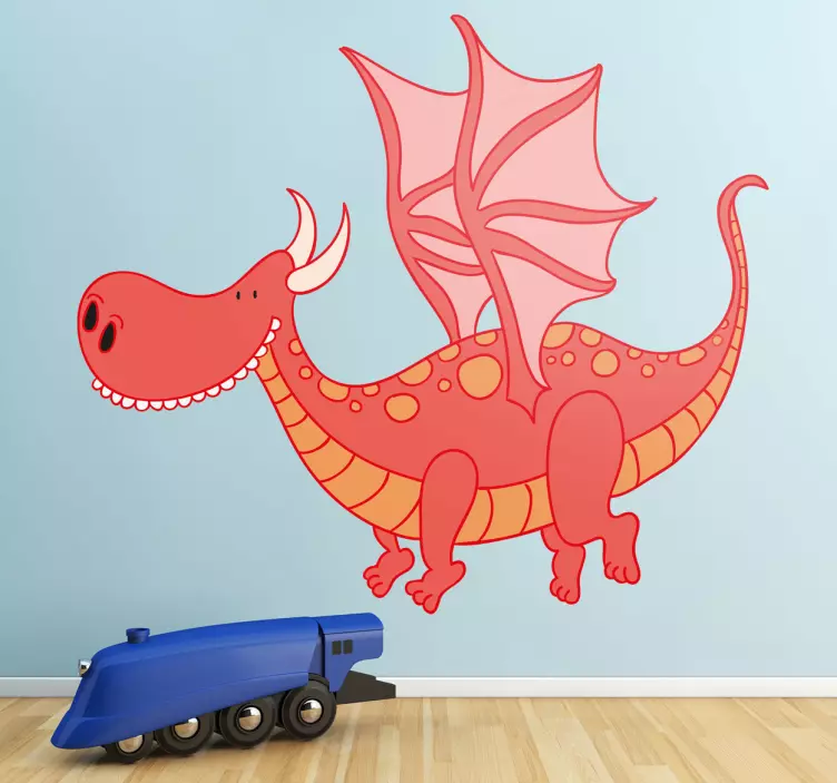Kids Smiling Dragon Wall Sticker - TenStickers