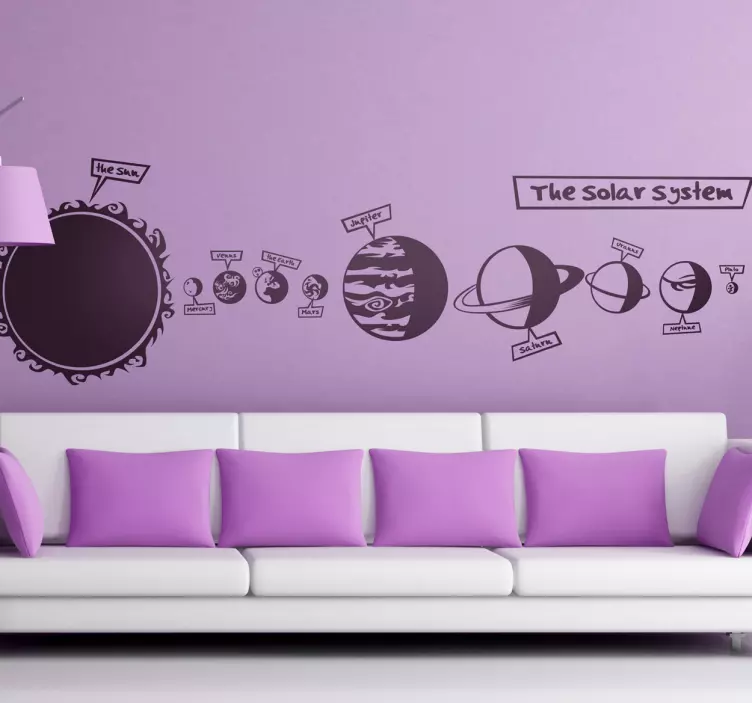 Kids monocolor solar system space wall sticker - TenStickers