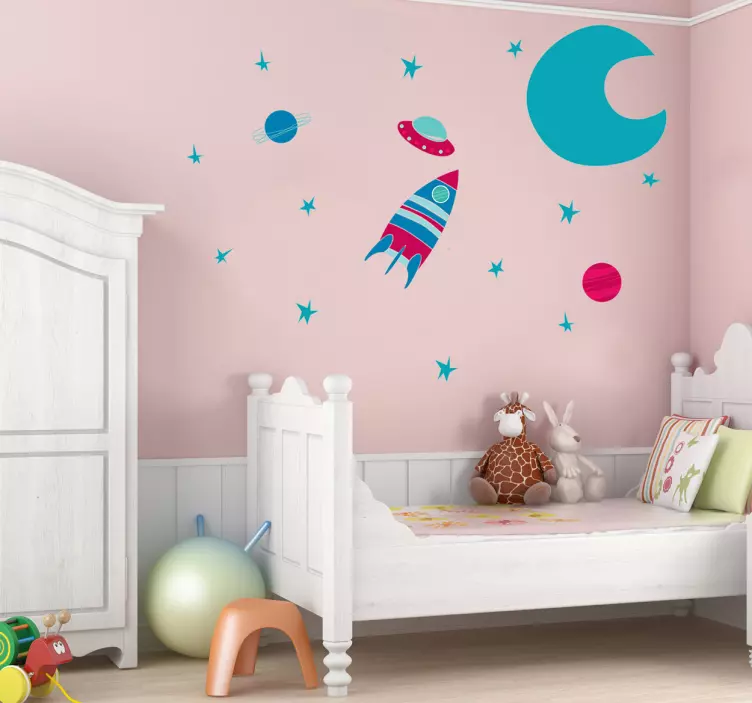 Kids Space Moon Decal Collection - TenStickers