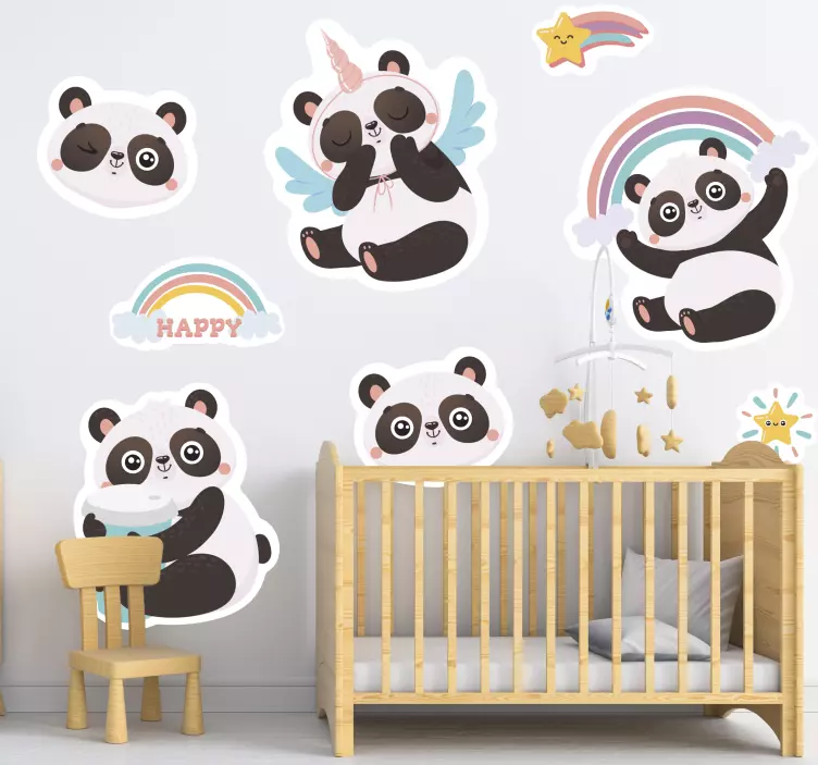 Kid's sticker charming panda figures - TenStickers