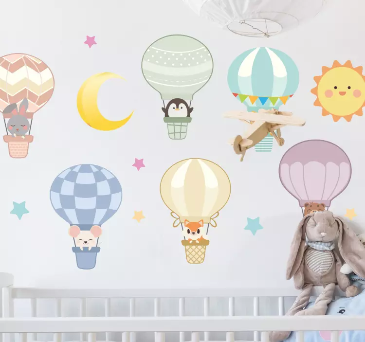 Kid's sticker colorful air balloons - TenStickers