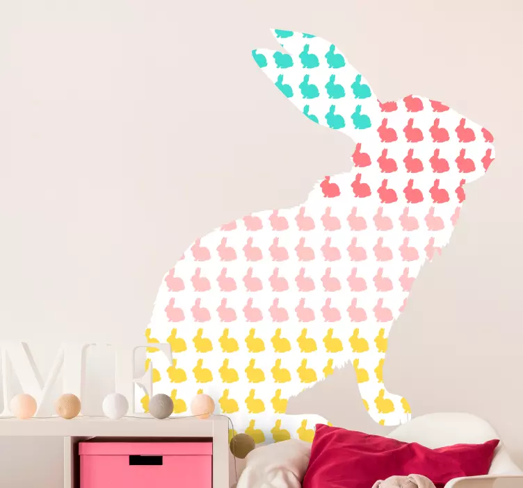 Kid's sticker colorful bunny silhouette - TenStickers