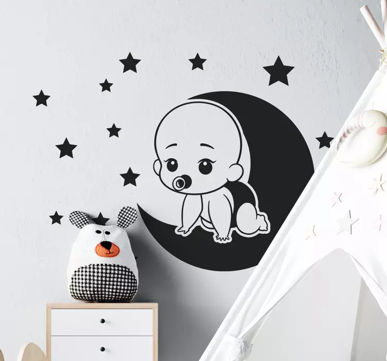 Kid's sticker crawling baby moon - TenStickers