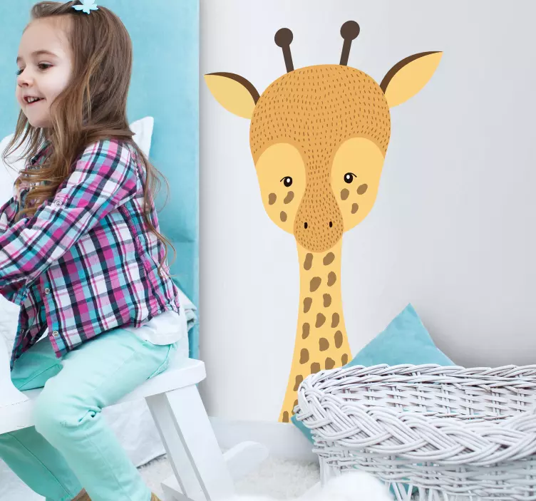 Kid's sticker cute giraffe face - TenStickers