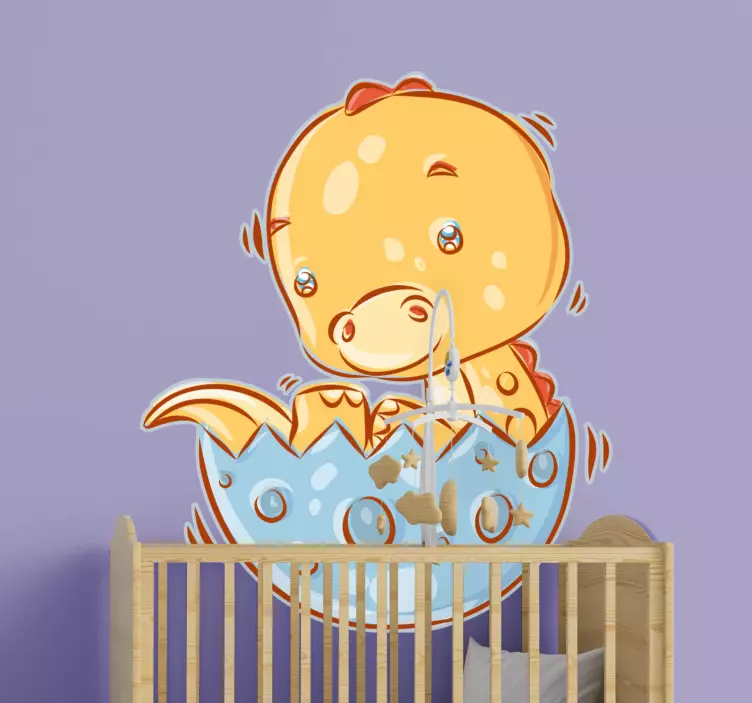 Kid's sticker cute hatching dinosaur - TenStickers