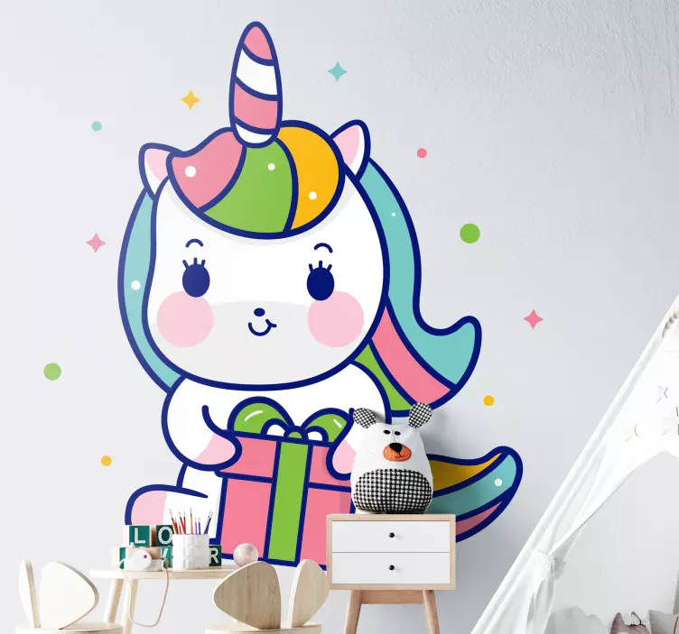 Kid's sticker cute unicorn present - TenStickers