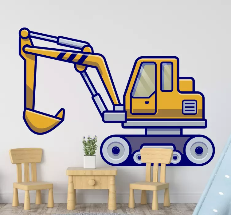 Kid's sticker excavator construction vehicle - TenStickers