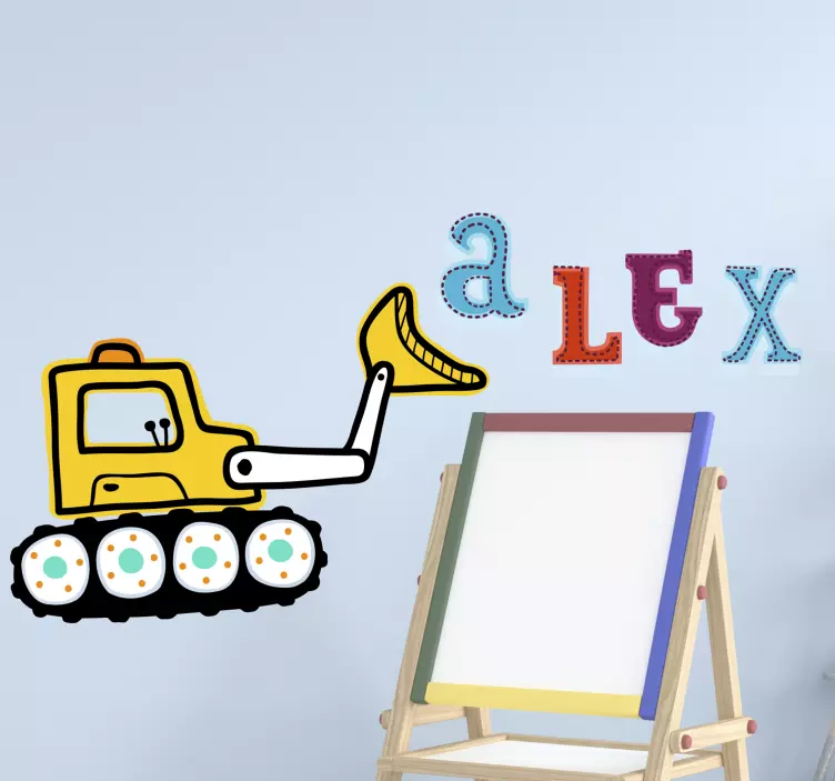 Kid's sticker excavator with name - TenStickers
