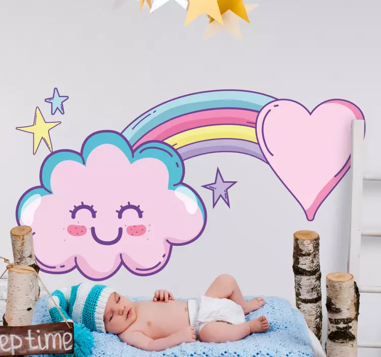 Kid's sticker happy cloud rainbow - TenStickers
