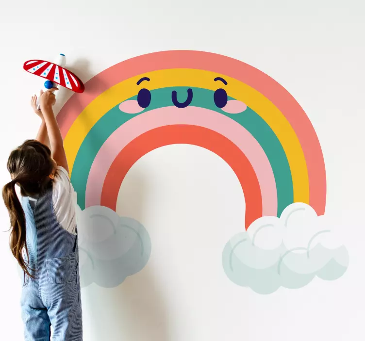 Kid's sticker happy rainbow artwork - TenStickers