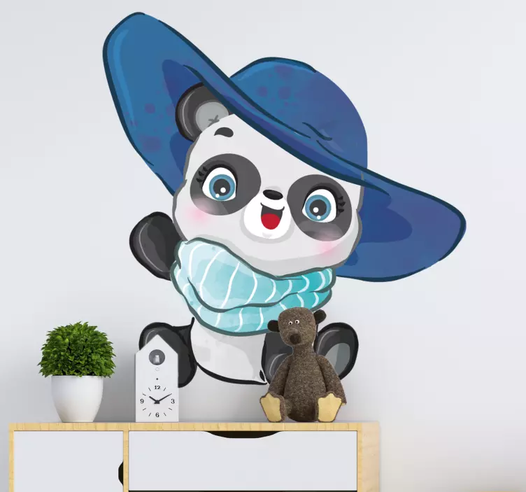 Kid's sticker of happy panda character - TenStickers