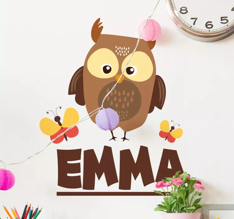 Kid's sticker owl and butterflies - TenStickers