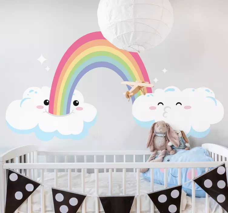 Kid's sticker playful rainbow clouds - TenStickers